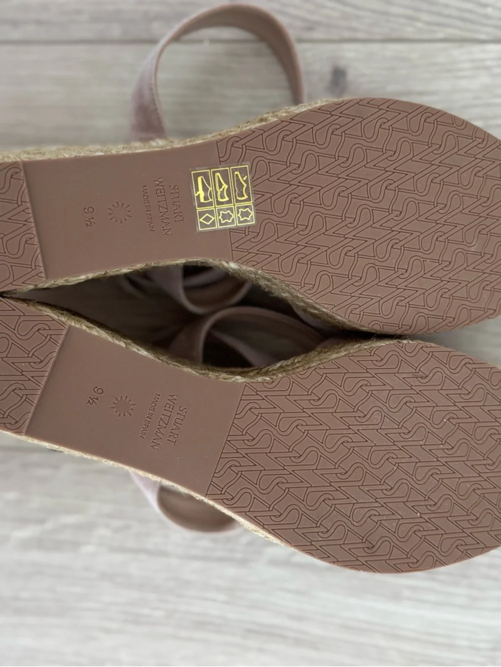 NEW Stuart Weitzman Zuzu Suede Espadrille Wedge Sandals 9.5 Nude Blush - Picture 4 of 8